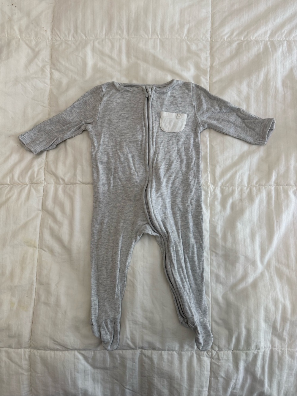 Heather Gray Baby Footed One-Piece Sleeper